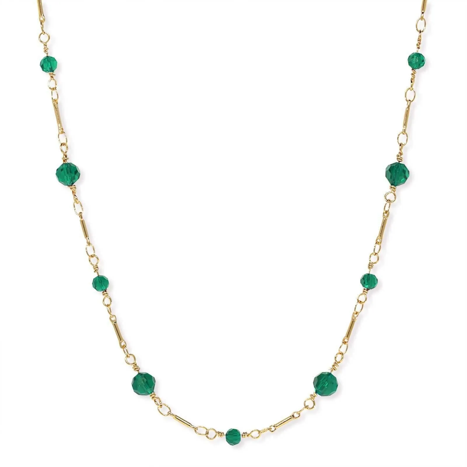 1928 Jewelry Celestial Grace Glass Beaded Chain Necklace 16" 1928 Jewelry