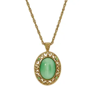 1928 Jewelry Celestial Green Oval Moonstone Peridot Crystal Pendant Necklace 22" 1928 Jewelry