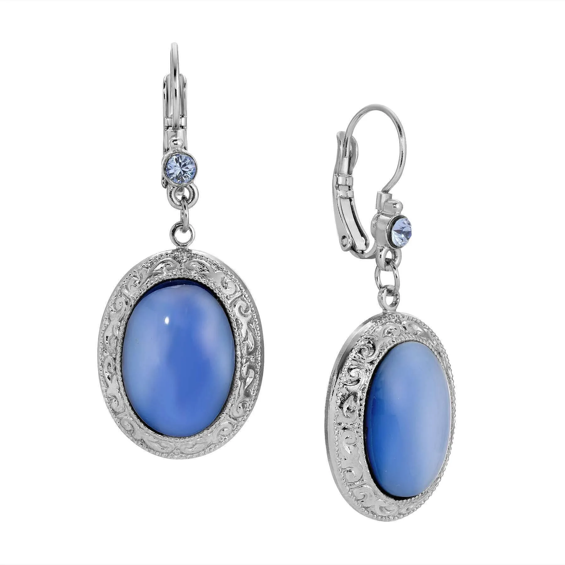 1928 Jewelry Celestial Vine Oval Moonstone & Crystal Drop Earrings 1928 Jewelry