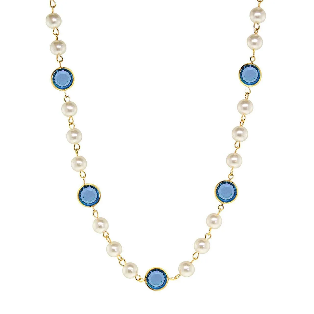 1928 Jewelry Channel Austrian Crystal & 8mm Faux Pearl Necklace 16"   3" Extender 1928 Jewelry