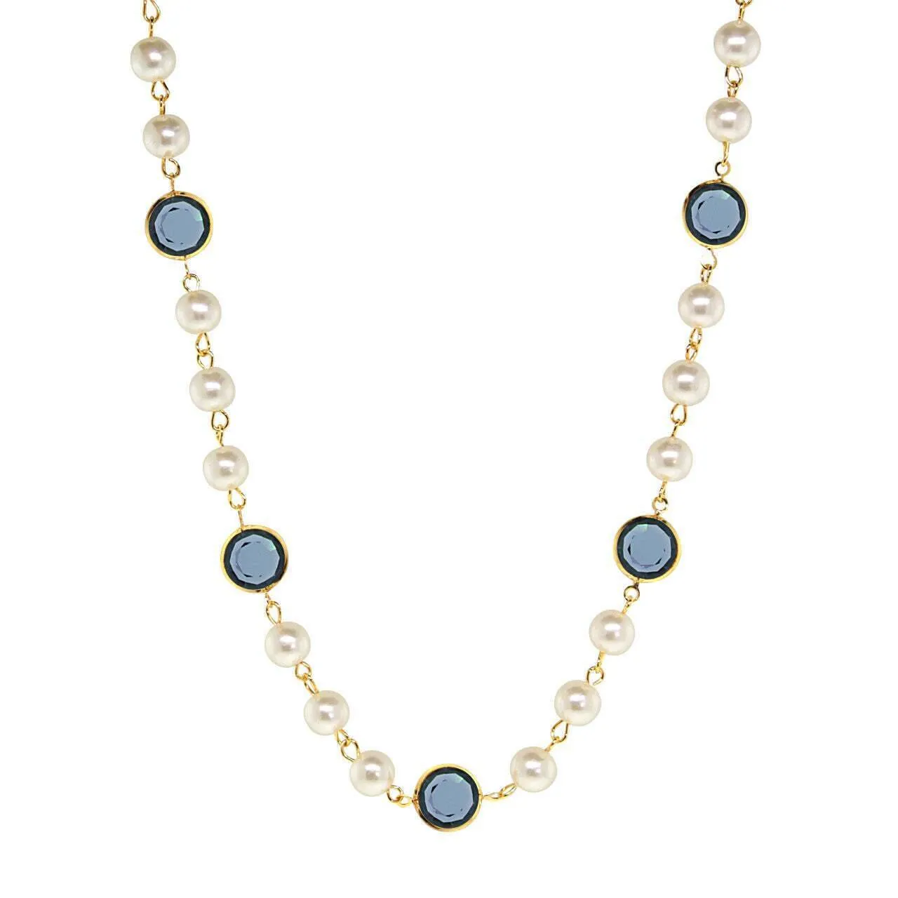 1928 Jewelry Channel Austrian Crystal & 8mm Faux Pearl Necklace 16"   3" Extender 1928 Jewelry