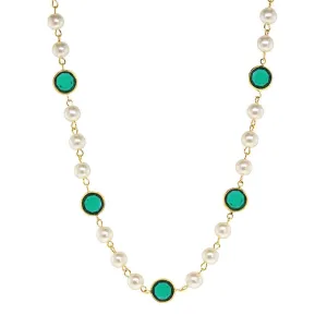 1928 Jewelry Channel Austrian Crystal & 8mm Faux Pearl Necklace 16"   3" Extender 1928 Jewelry