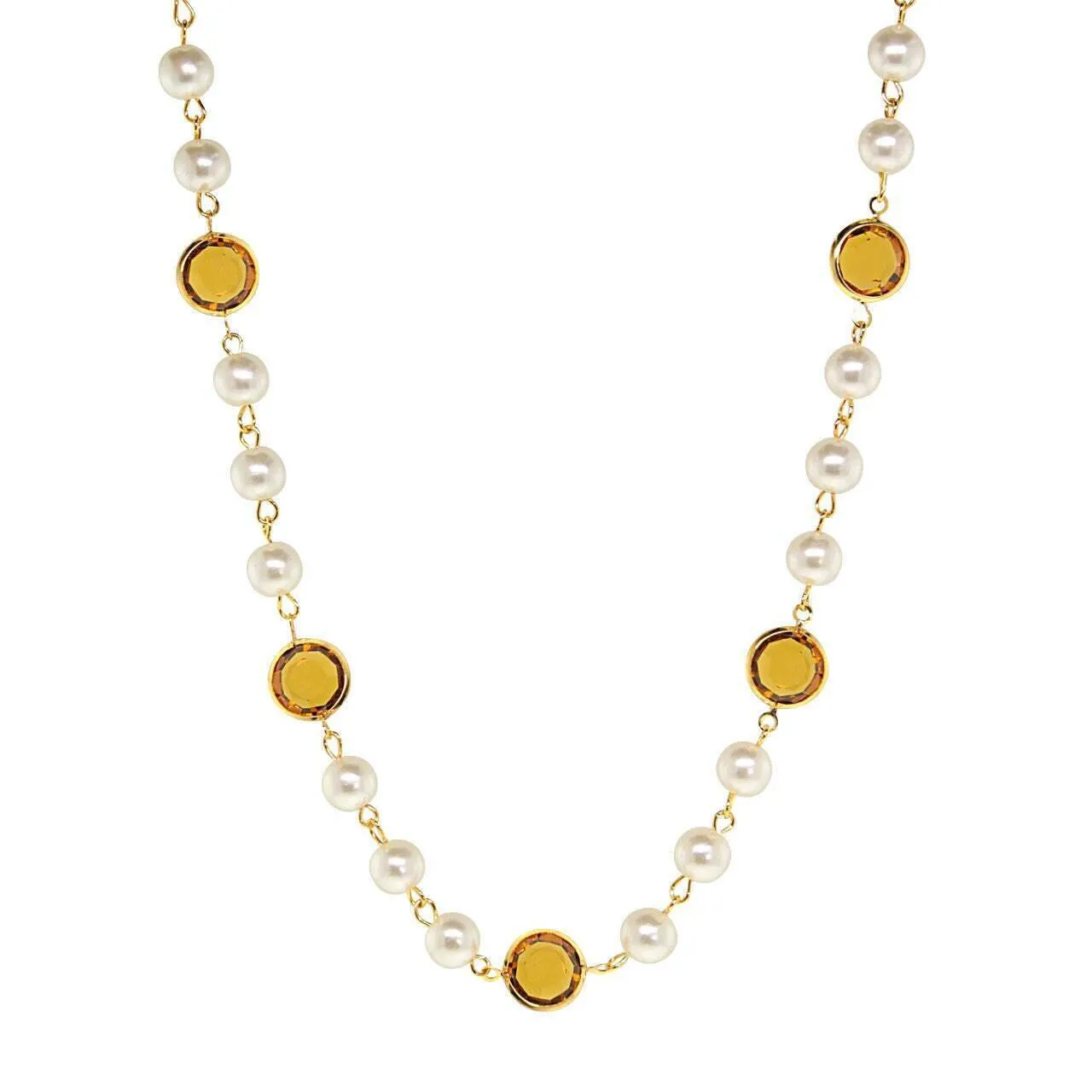 1928 Jewelry Channel Austrian Crystal & 8mm Faux Pearl Necklace 16"   3" Extender 1928 Jewelry