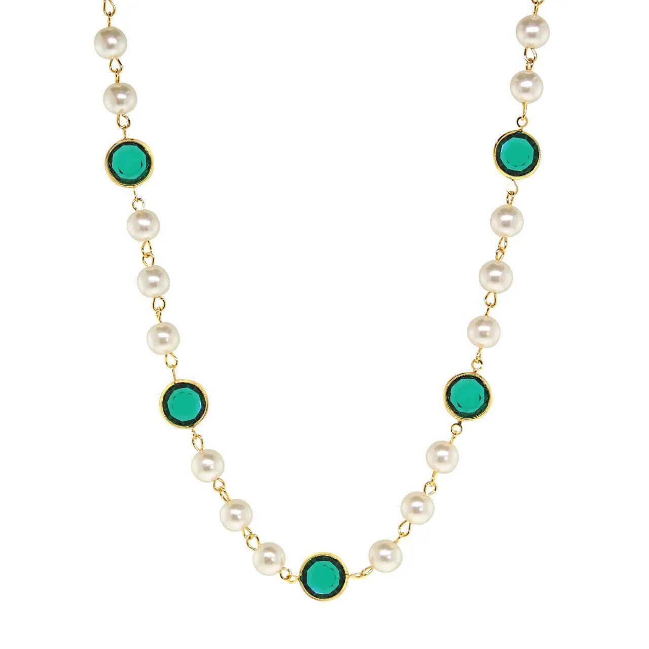 1928 Jewelry Channel Austrian Crystal & 8mm Faux Pearl Necklace 16"   3" Extender 1928 Jewelry