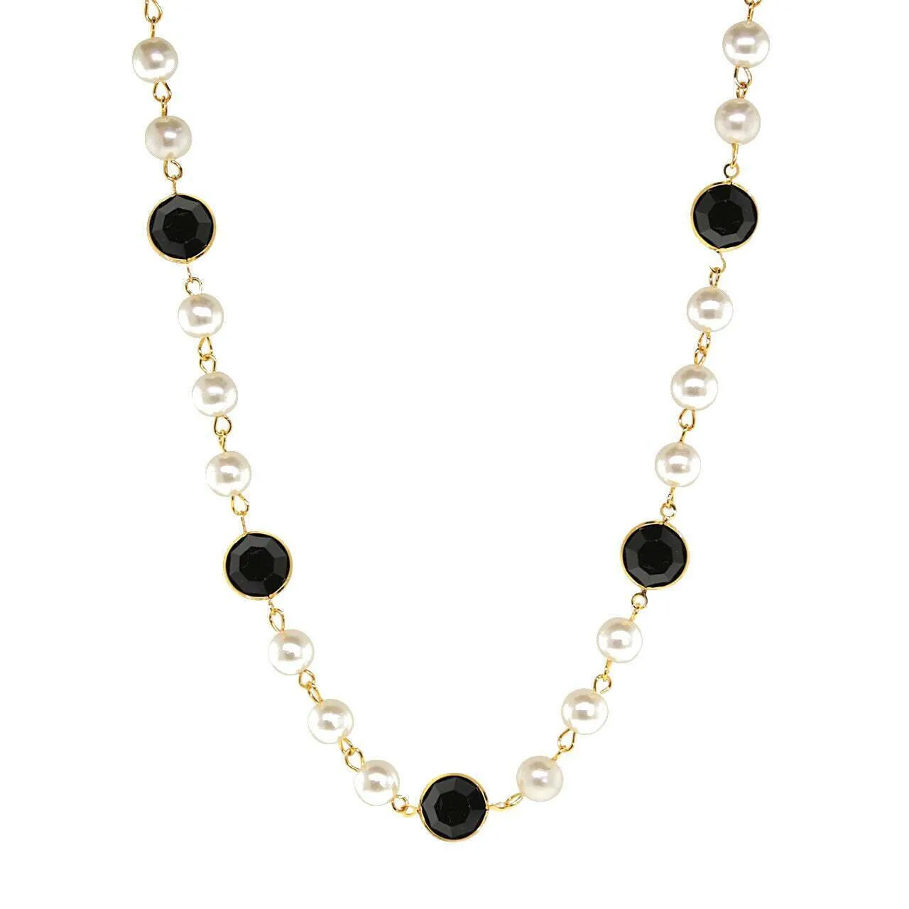 1928 Jewelry Channel Austrian Crystal & 8mm Faux Pearl Necklace 16"   3" Extender 1928 Jewelry