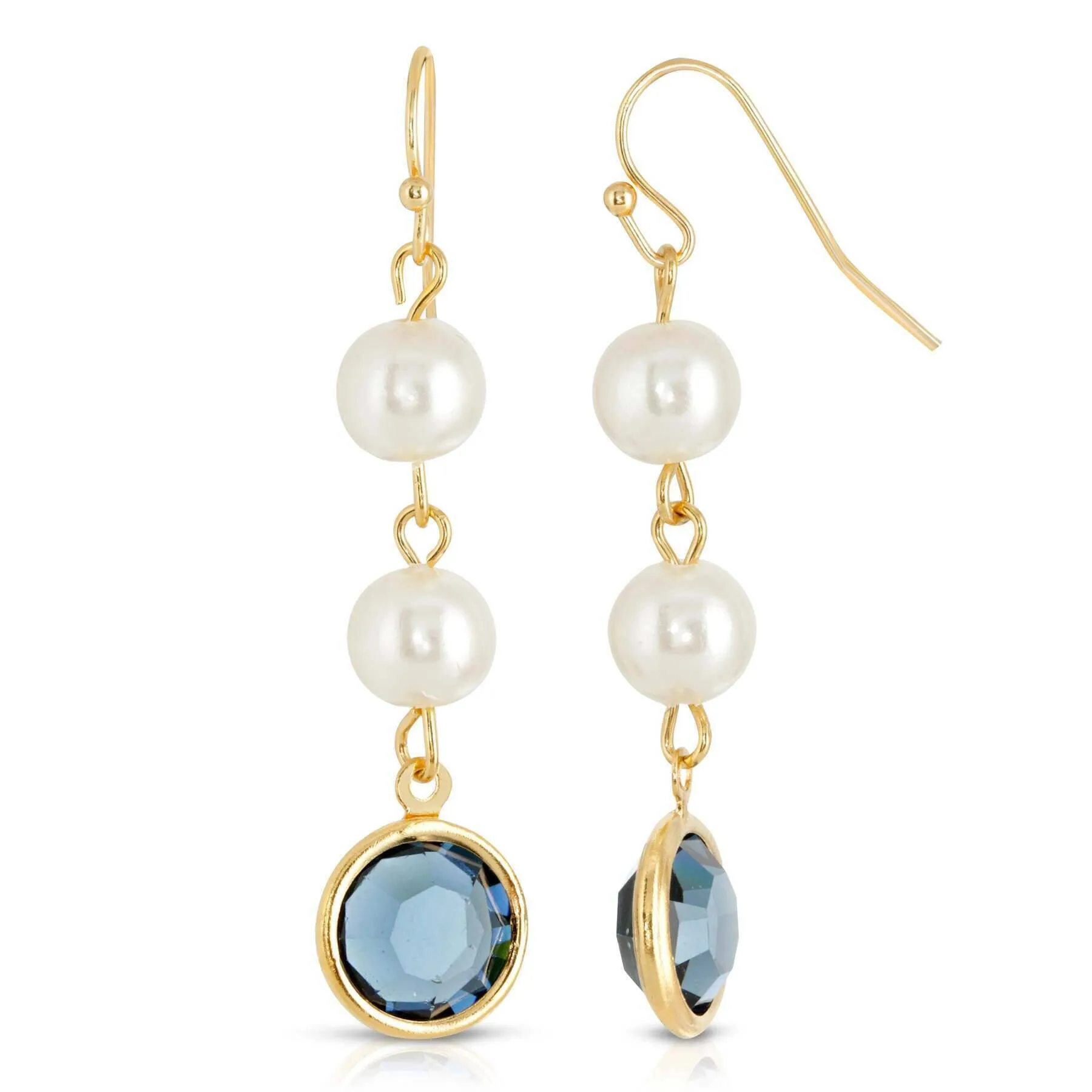 1928 Jewelry Channel Austrian Crystal & Faux Pearl Drop Earrings 1928 Jewelry