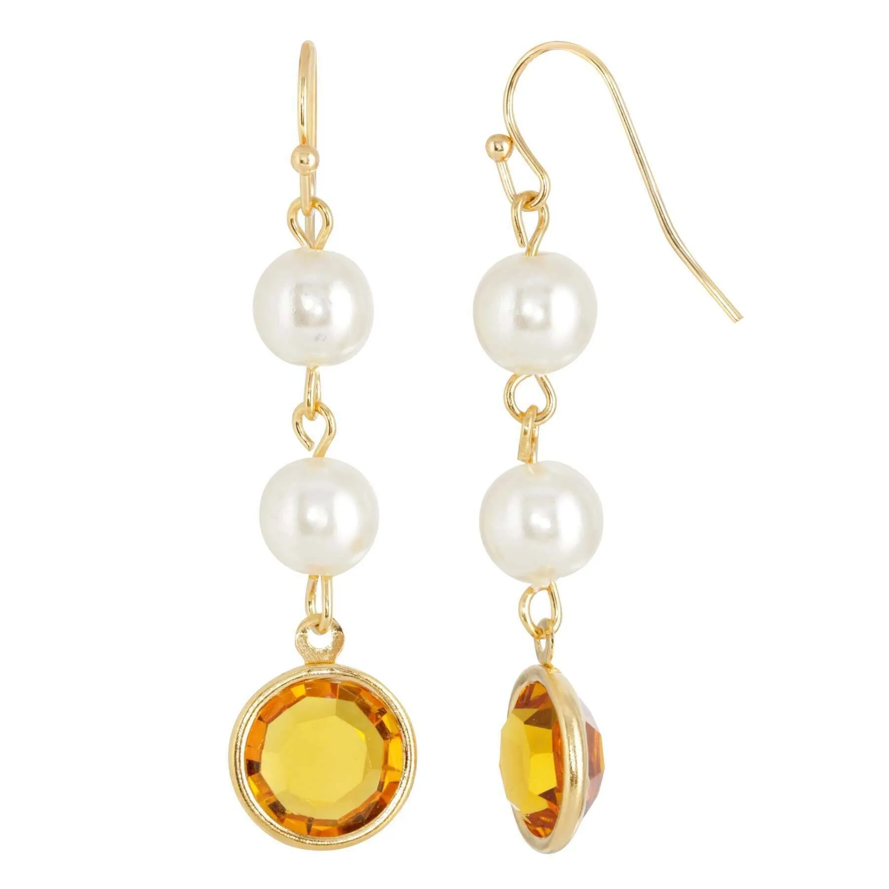 1928 Jewelry Channel Austrian Crystal & Faux Pearl Drop Earrings 1928 Jewelry