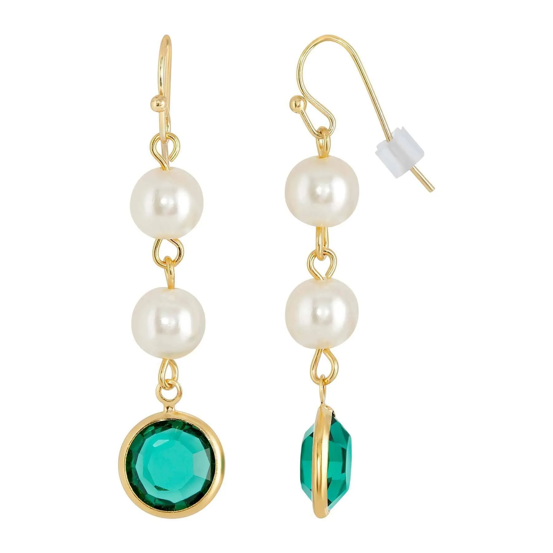 1928 Jewelry Channel Austrian Crystal & Faux Pearl Drop Earrings 1928 Jewelry