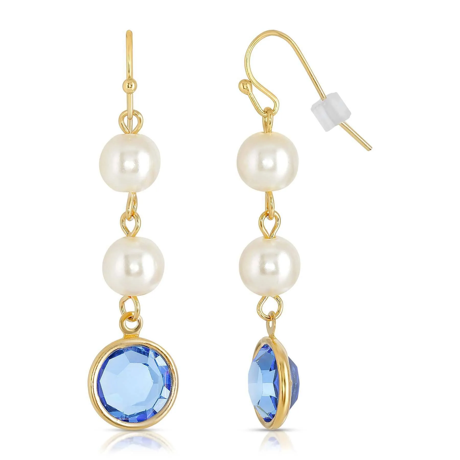 1928 Jewelry Channel Austrian Crystal & Faux Pearl Drop Earrings 1928 Jewelry