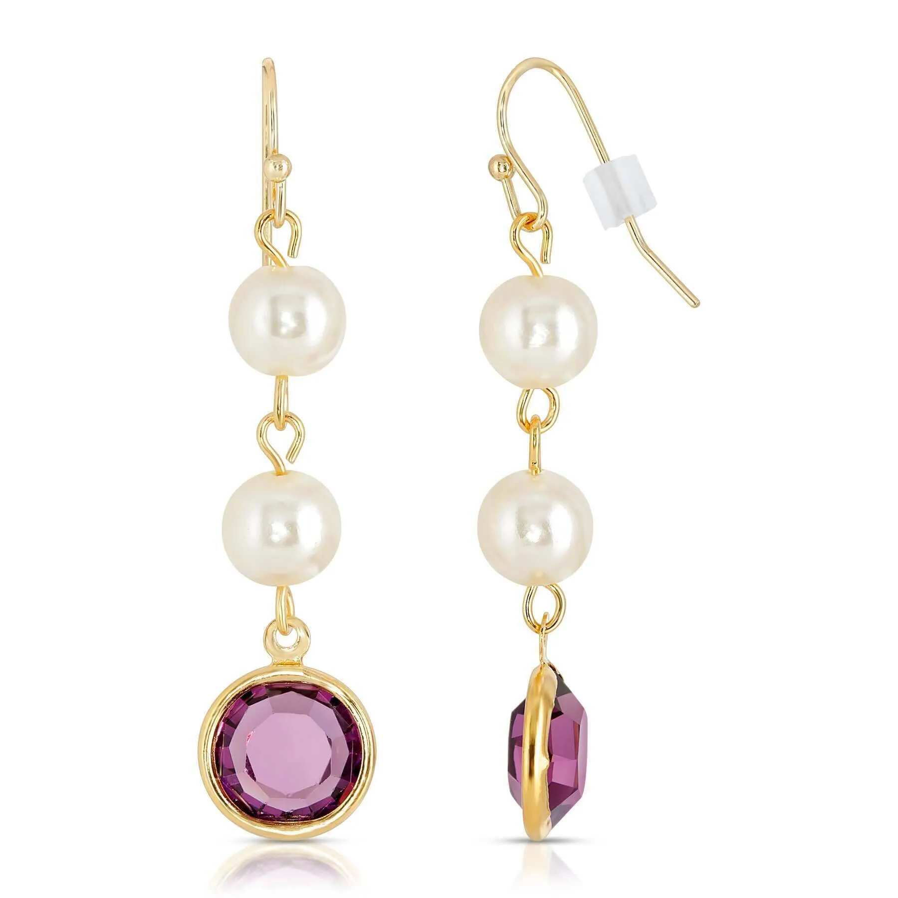 1928 Jewelry Channel Austrian Crystal & Faux Pearl Drop Earrings 1928 Jewelry