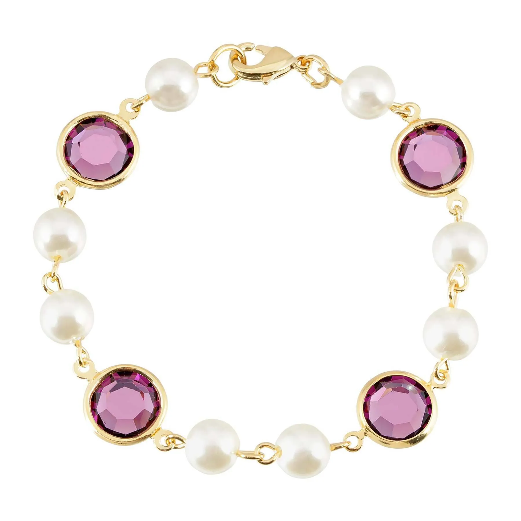 1928 Jewelry Channel Austrian Crystal & Faux Pearl Link Bracelet 1928 Jewelry
