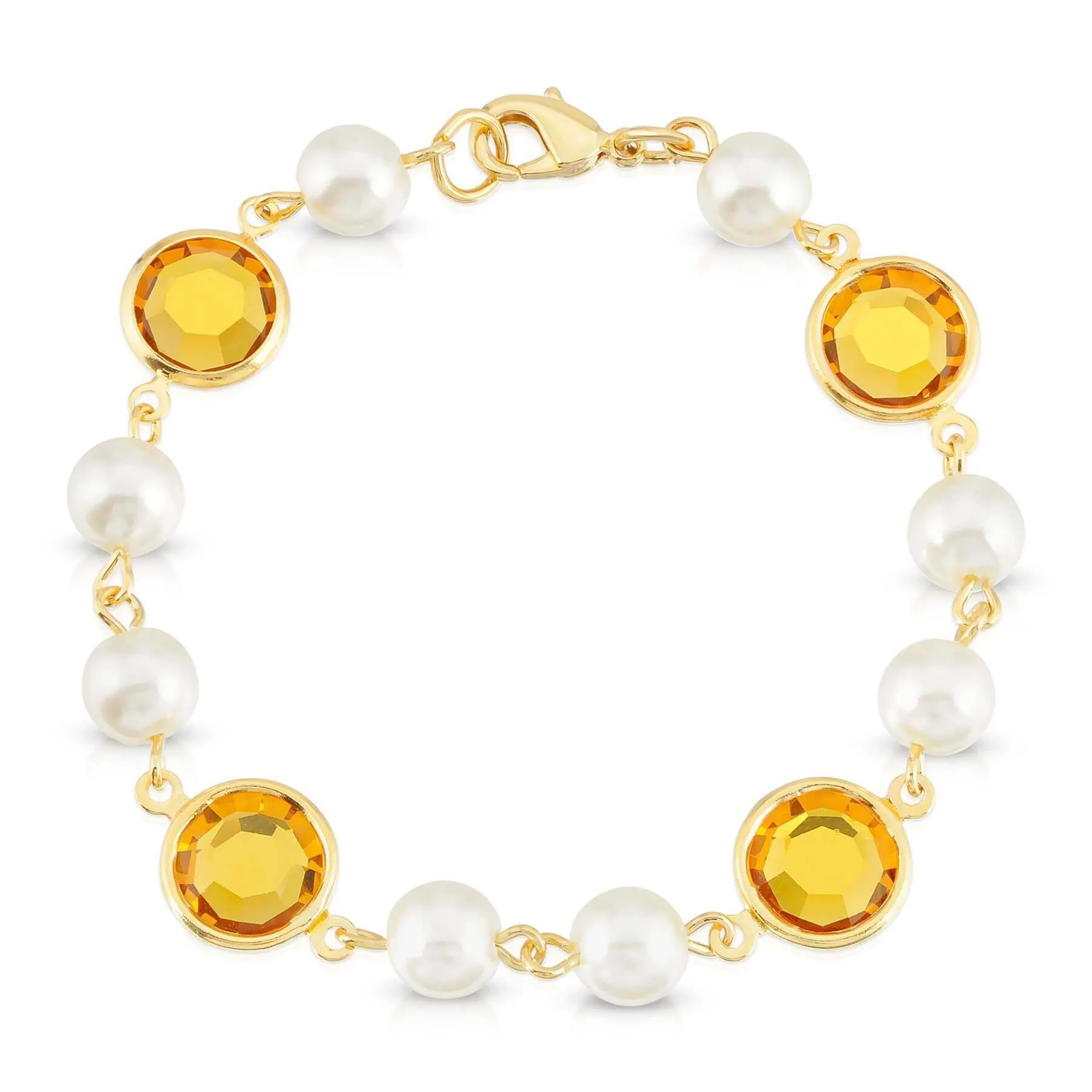 1928 Jewelry Channel Austrian Crystal & Faux Pearl Link Bracelet 1928 Jewelry