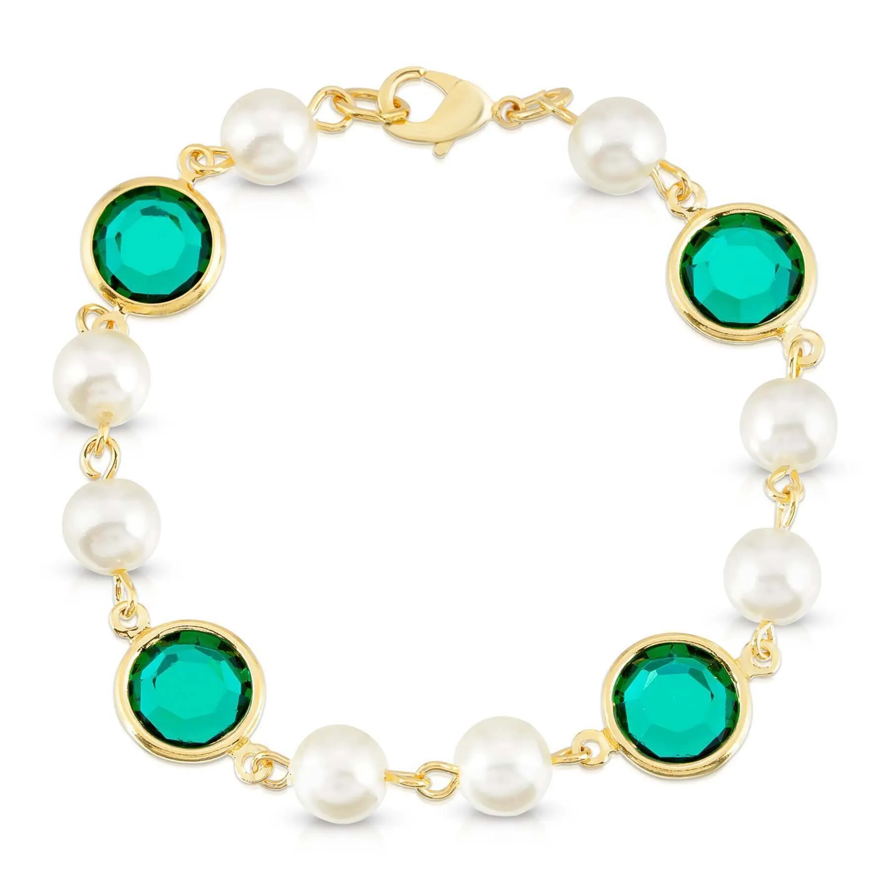 1928 Jewelry Channel Austrian Crystal & Faux Pearl Link Bracelet 1928 Jewelry