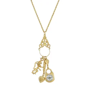 1928 Jewelry Charm Pendant Necklace Compass Heart Lion 30" 1928 Jewelry