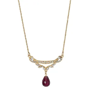 1928 Jewelry Cheshire Crystal Teardrop Collar Pendant Necklace 16"   3" Extender 1928 Jewelry
