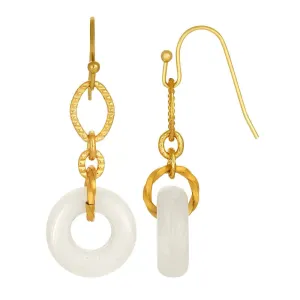 1928 Jewelry Circle Glass Bead Link Fish Hook Earrings 1928 Jewelry