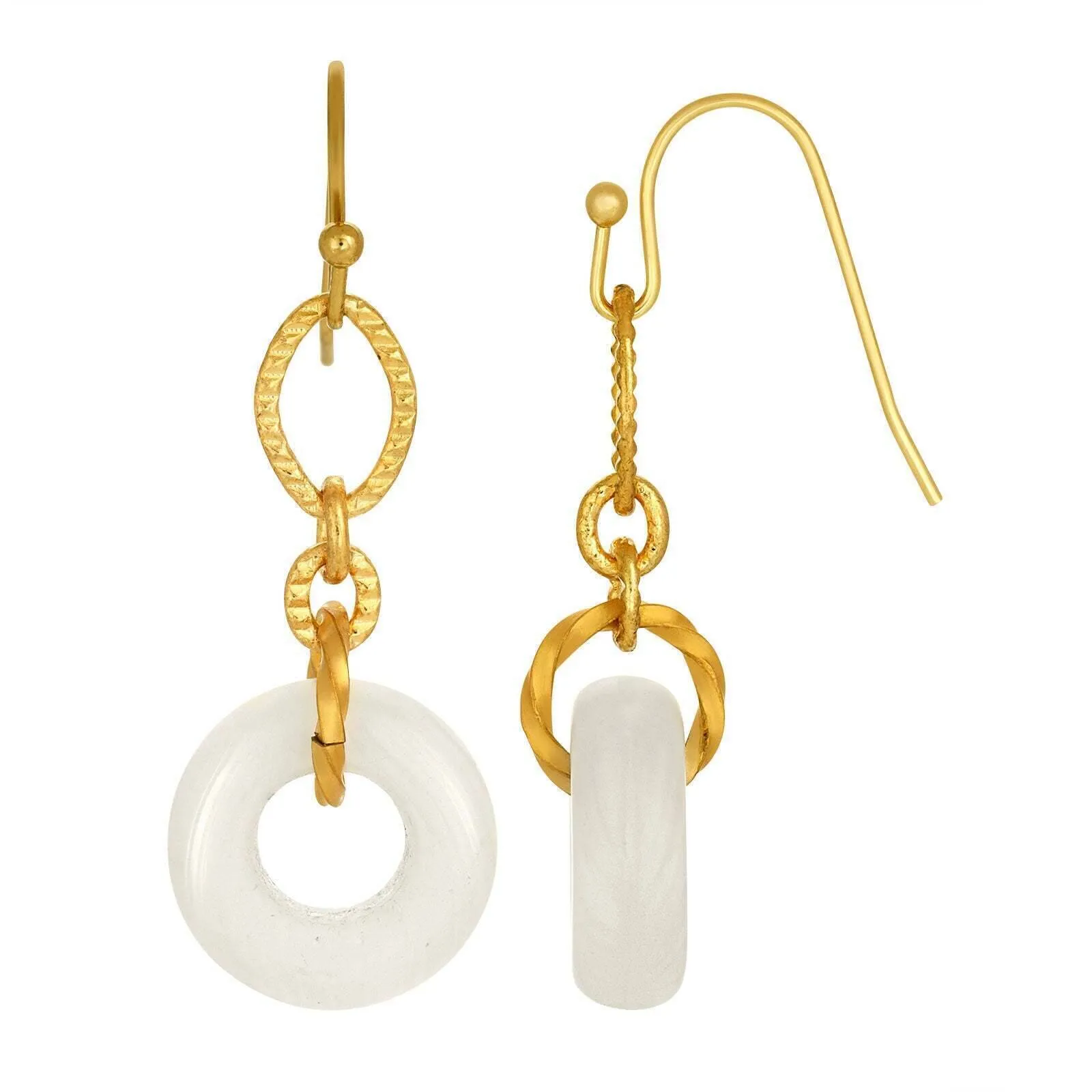 1928 Jewelry Circle Glass Bead Link Fish Hook Earrings 1928 Jewelry