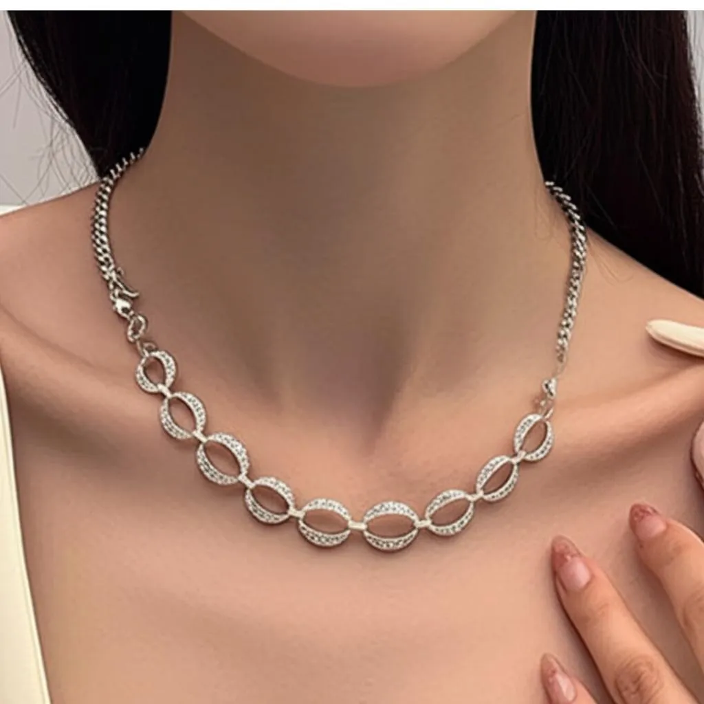 1928 Jewelry Circle Simulated Marcasite Link Necklace 16"   3" Extender 1928 Jewelry
