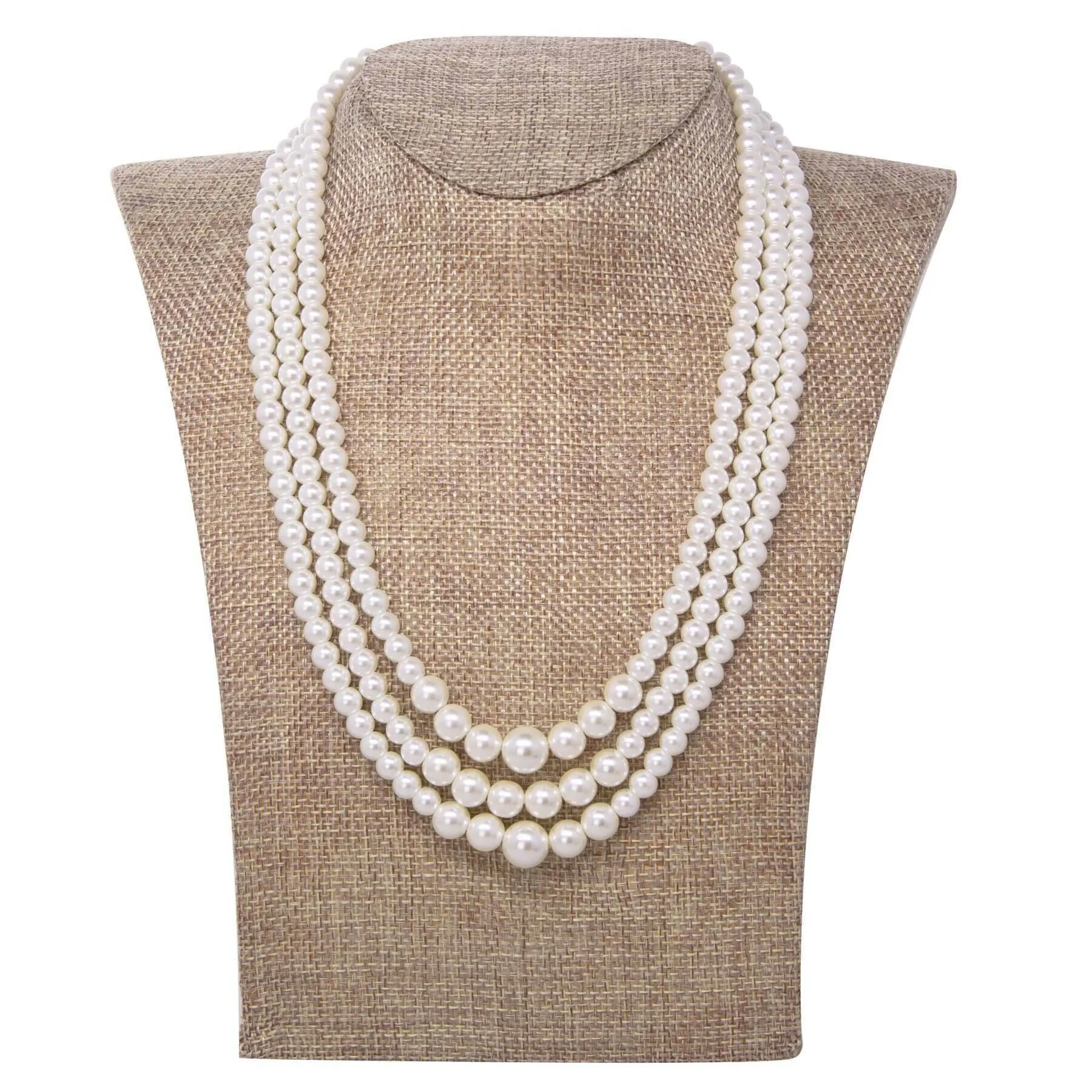 1928 Jewelry Classic 3 Strand Faux Pearl Necklace 16"   3" Extender 1928 Jewelry