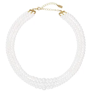1928 Jewelry Classic 3 Strand Faux Pearl Necklace 16"   3" Extender 1928 Jewelry