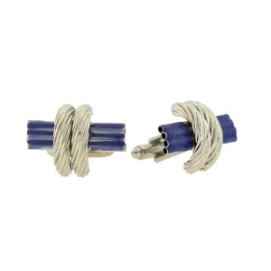 1928 Jewelry Classic Blue Enamel Rope Cufflinks 1928 Jewelry