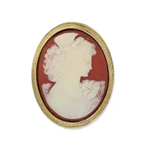 1928 Jewelry Classic Carnelian & Ivory Cameo Pin 1928 Jewelry