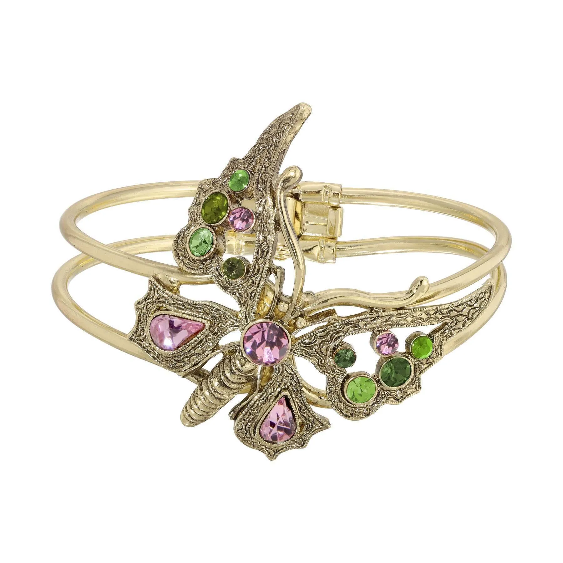 1928 Jewelry Classic Crystal Butterfly Hinge Cuff Bracelet 1928 Jewelry