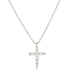 1928 Jewelry Classic Cubic Zirconia Cross Pendant Necklace 16"   3" Extender 1928 Jewelry