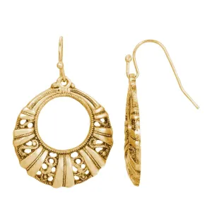 1928 Jewelry Classic Decorative Round Hoop Drop Earrings 1928 Jewelry