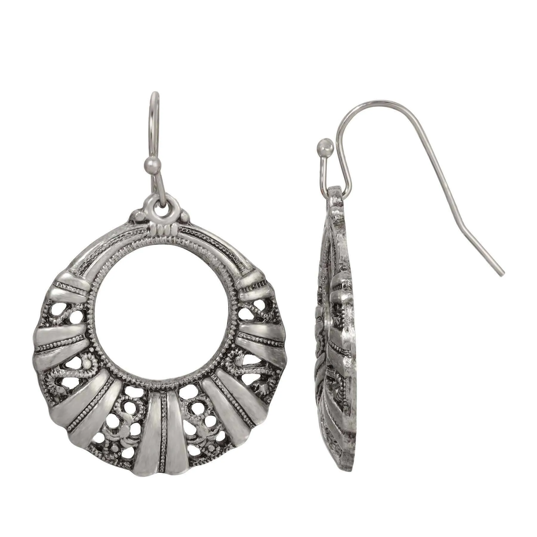 1928 Jewelry Classic Decorative Round Hoop Drop Earrings 1928 Jewelry