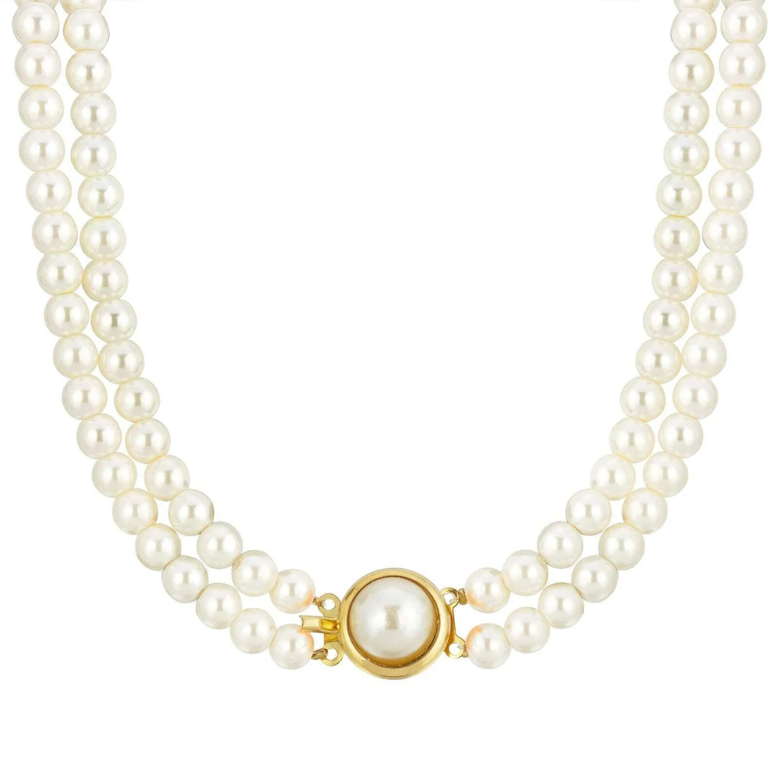 1928 Jewelry Classic Double 6mm Faux Pearl Strand Necklace 16" 1928 Jewelry