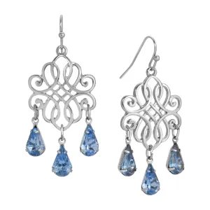 1928 Jewelry Classic Filigree Light Sapphire Crystal Dangling Earrings 1928 Jewelry