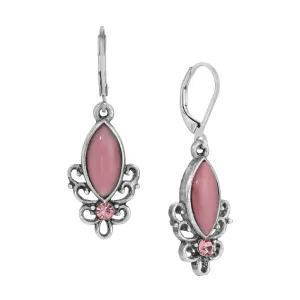 1928 Jewelry Classic Filigree Navette Pink Moonstone Drop Earrings 1928 Jewelry