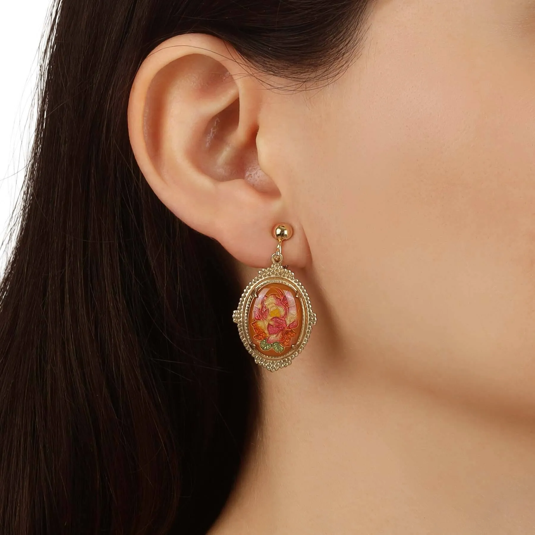 1928 Jewelry Classic Floral Oval Clip On Earrings 1928 Jewelry