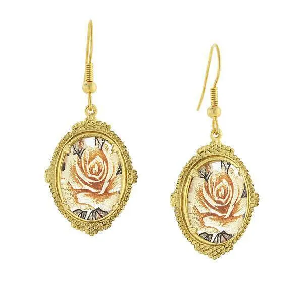 1928 Jewelry Classic Floral Oval Drop Earrings 1928 Jewelry