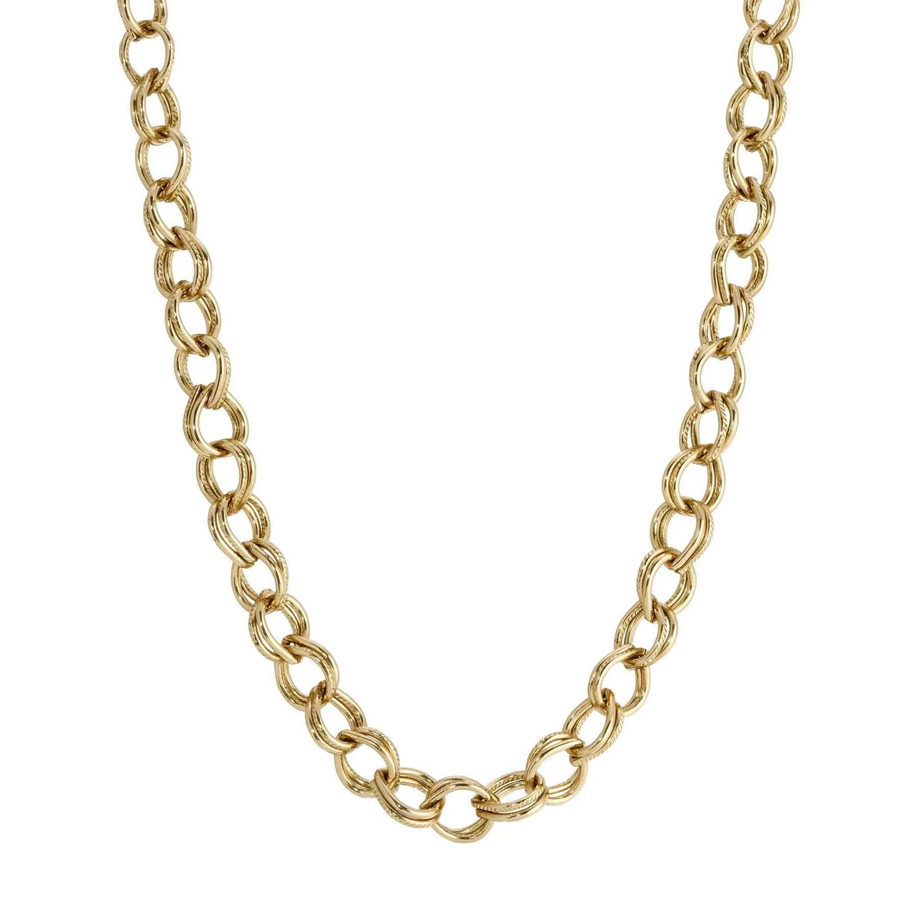 1928 Jewelry Classic Knurled Oval Double Link Chain Necklace 16"   3" Extender 1928 Jewelry