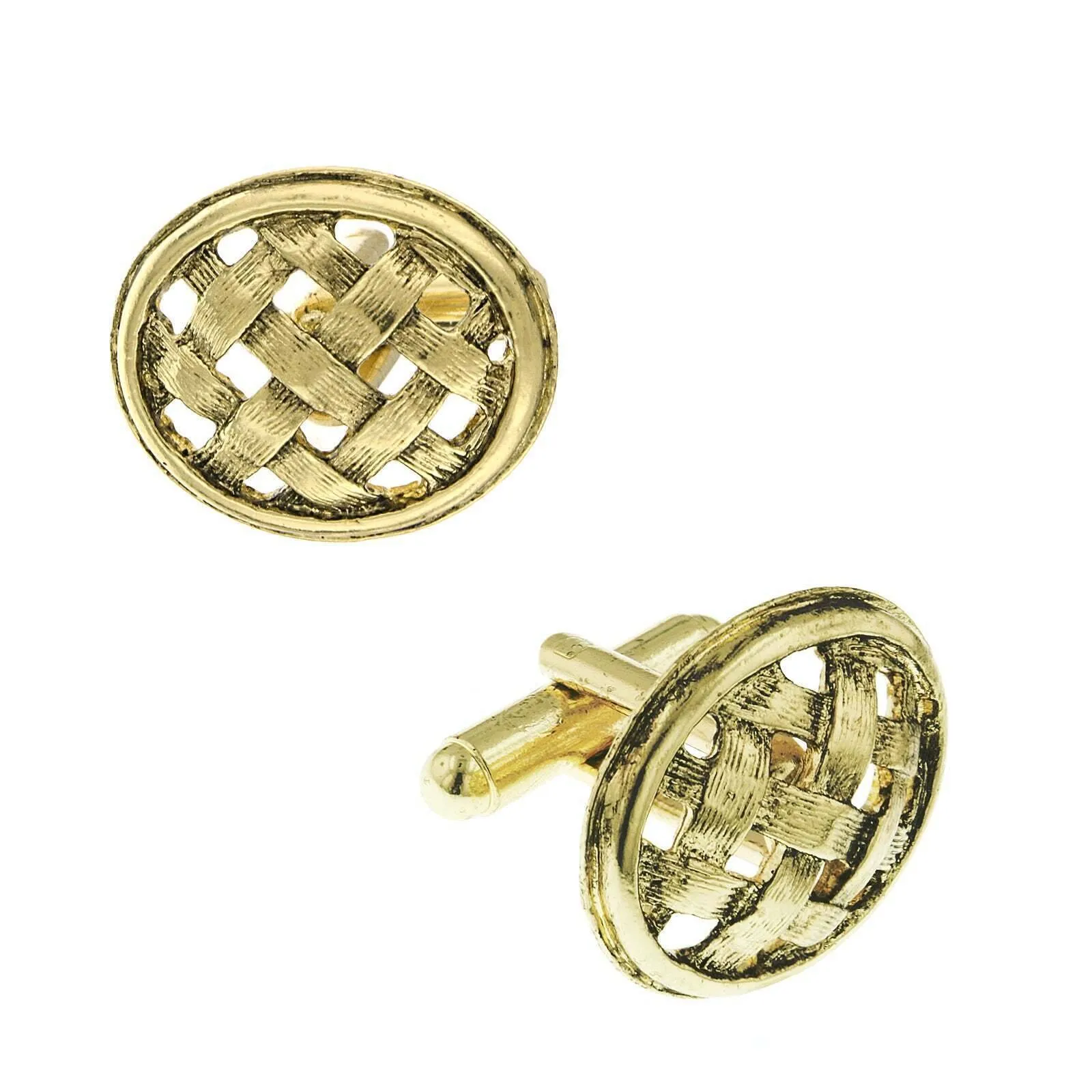 1928 Jewelry Classic Lattice Oval Cufflinks 1928 Jewelry