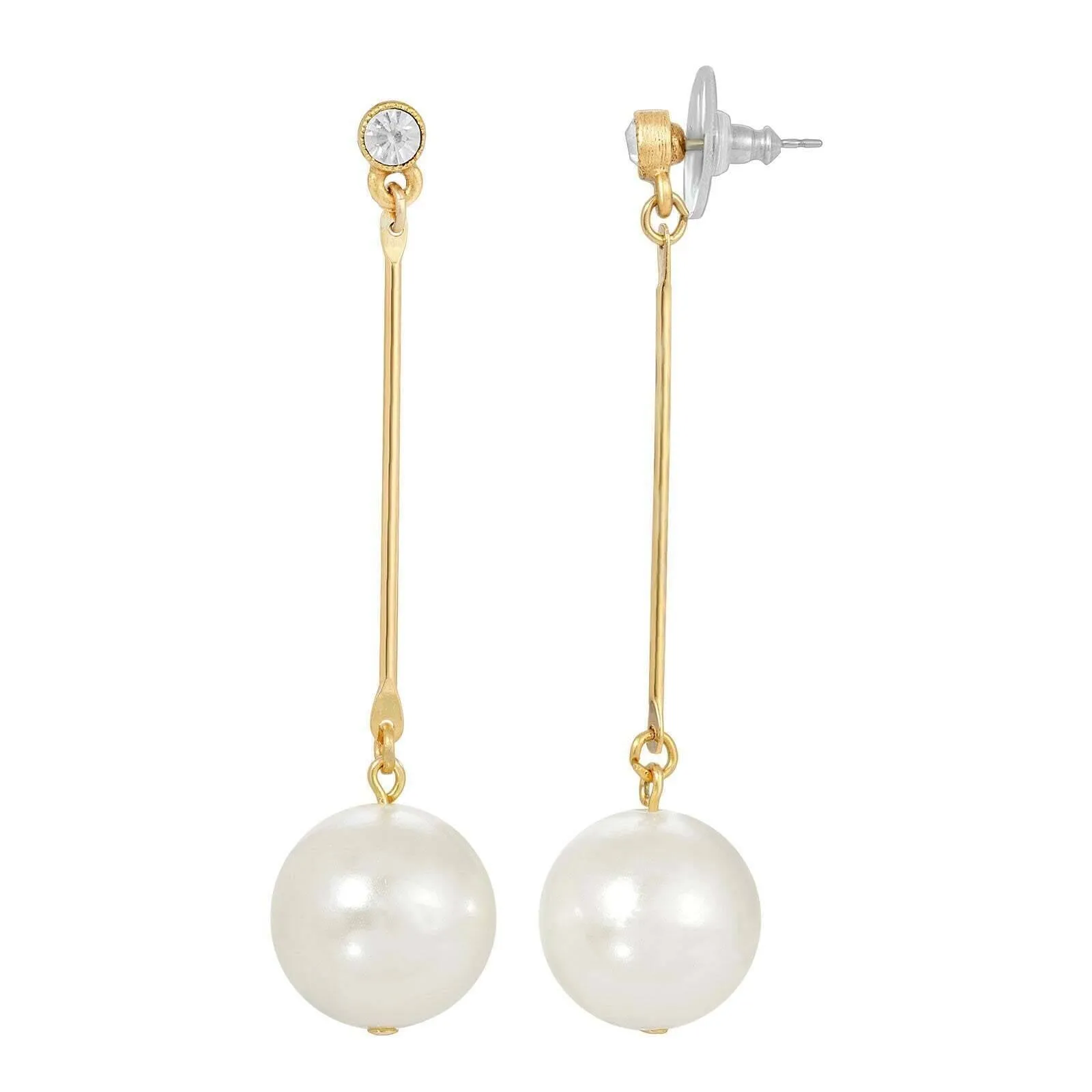 1928 Jewelry Classic Linear Faux Pearl Drop Earrings 1928 Jewelry