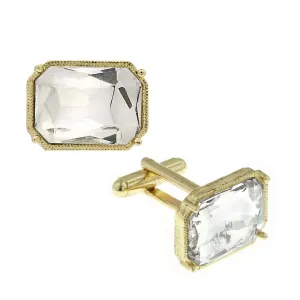 1928 Jewelry Classic Octagon Clear Crystal Cufflinks 1928 Jewelry