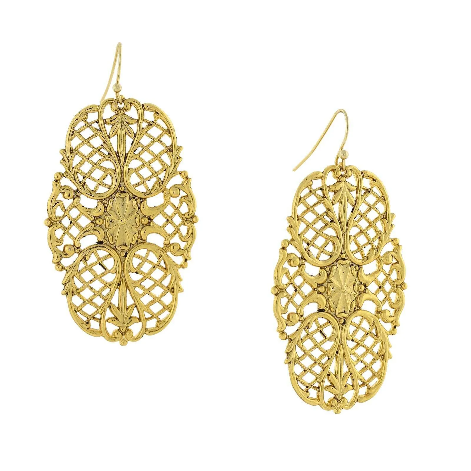 1928 Jewelry Classic Ornamental Filigree Drop Earrings 1928 Jewelry