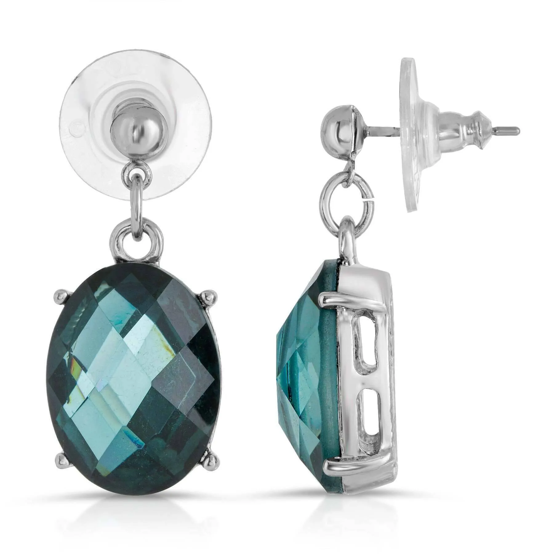 1928 Jewelry Classic Oval Montana Blue Faceted Drop Earrings 1928 Jewelry
