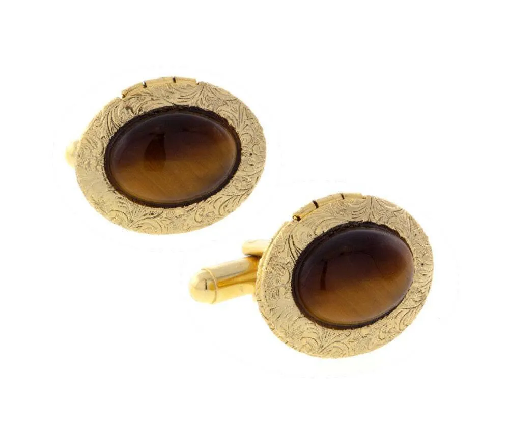 1928 Jewelry Classic Oval Stone Locket Cufflinks 1928 Jewelry