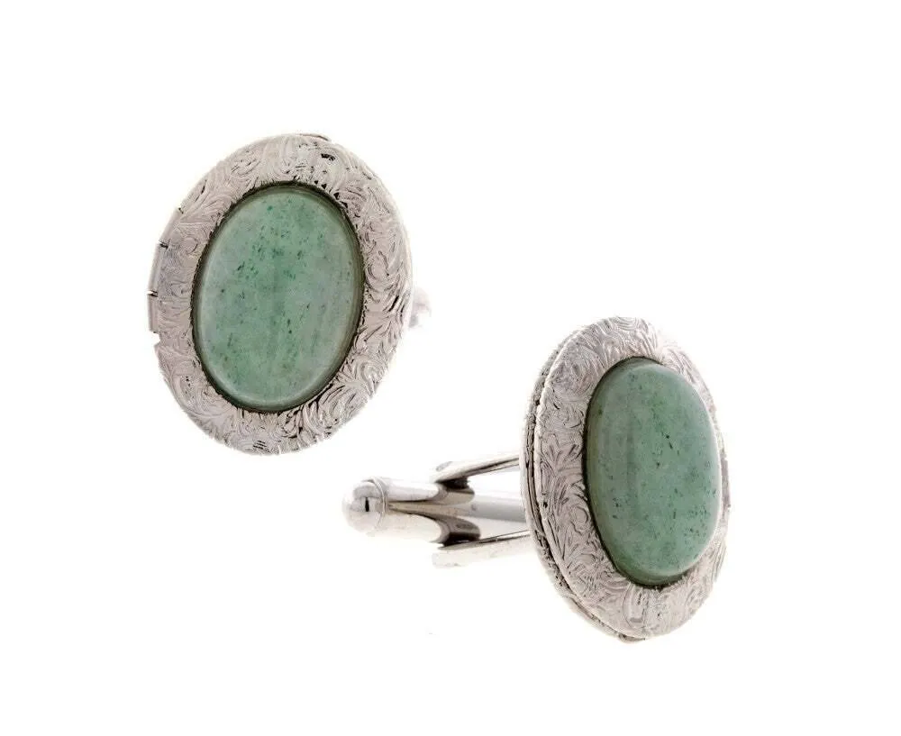 1928 Jewelry Classic Oval Stone Locket Cufflinks 1928 Jewelry