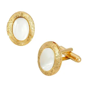 1928 Jewelry Classic Oval Stone Locket Cufflinks 1928 Jewelry