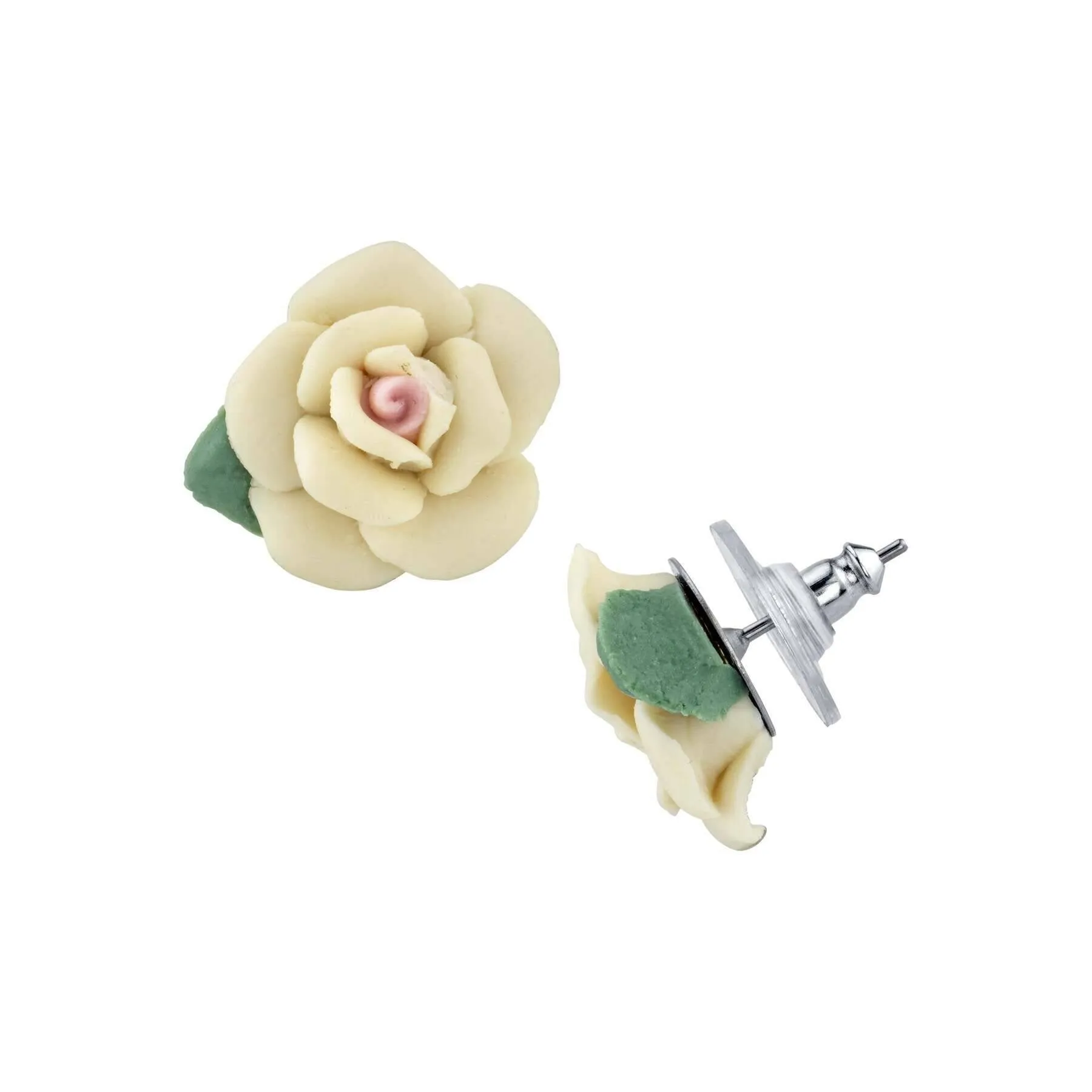 1928 Jewelry Classic Porcelain Rose Post Earrings 1928 Jewelry