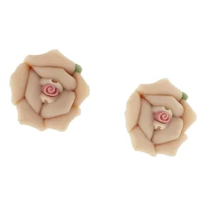 1928 Jewelry Classic Porcelain Rose Post Earrings 1928 Jewelry