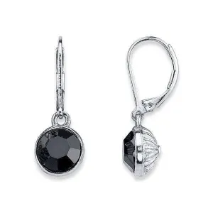 1928 Jewelry Classic Round Black Drop Earrings 1928 Jewelry