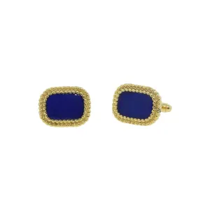 1928 Jewelry Classic Transparent Blue Enamel Rectangle Cufflinks 1928 Jewelry