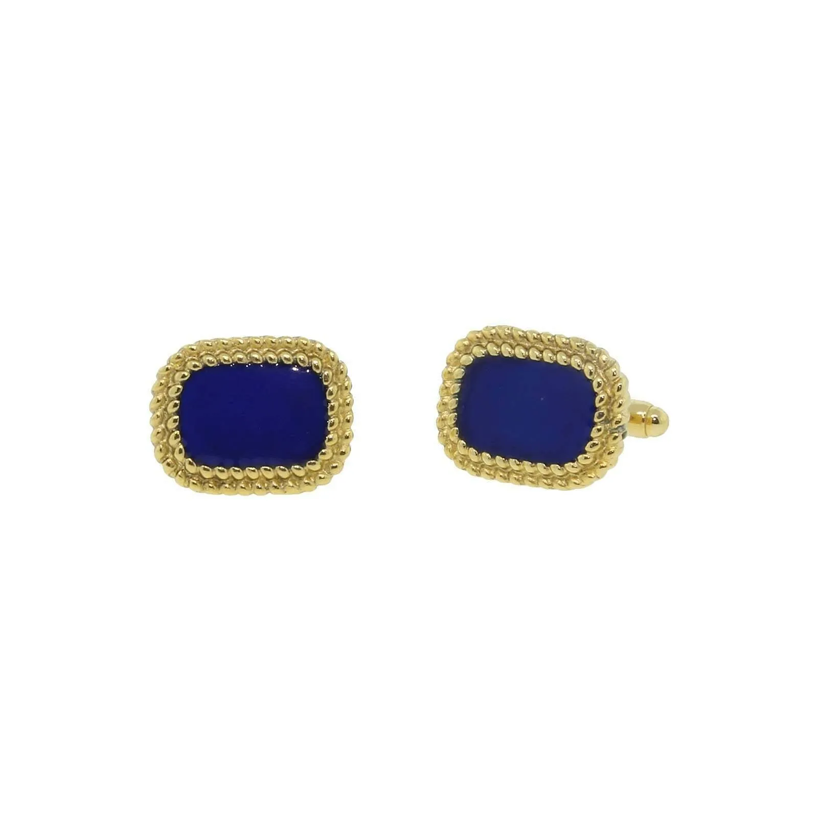 1928 Jewelry Classic Transparent Blue Enamel Rectangle Cufflinks 1928 Jewelry