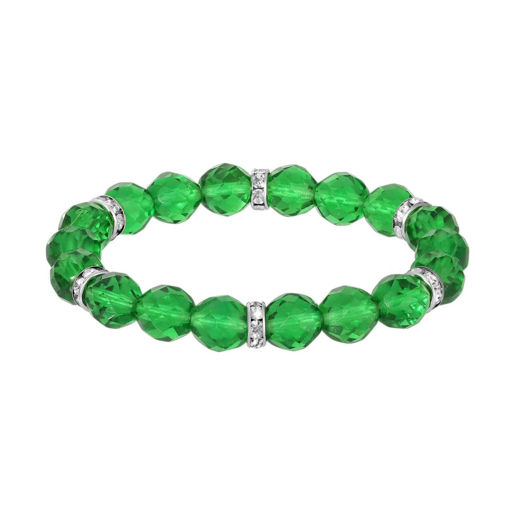 1928 Jewelry Classique Fire Polished Glass Beaded Stretch Bracelet 1928 Jewelry